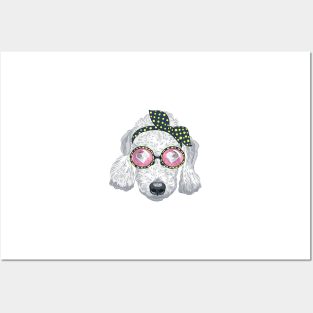 Hipster dog Bedlington Terrier Posters and Art